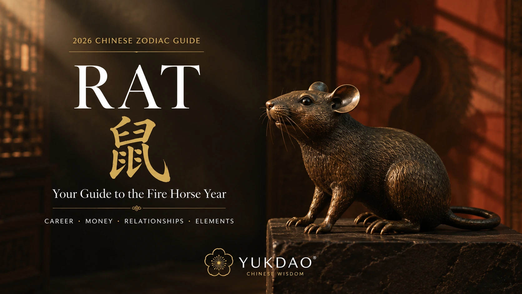 Bronze Rat sculpture for the 2026 Rat Chinese Zodiac Fire Horse guide.